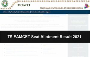 TS EAMCET Seat Allotment Result 2021