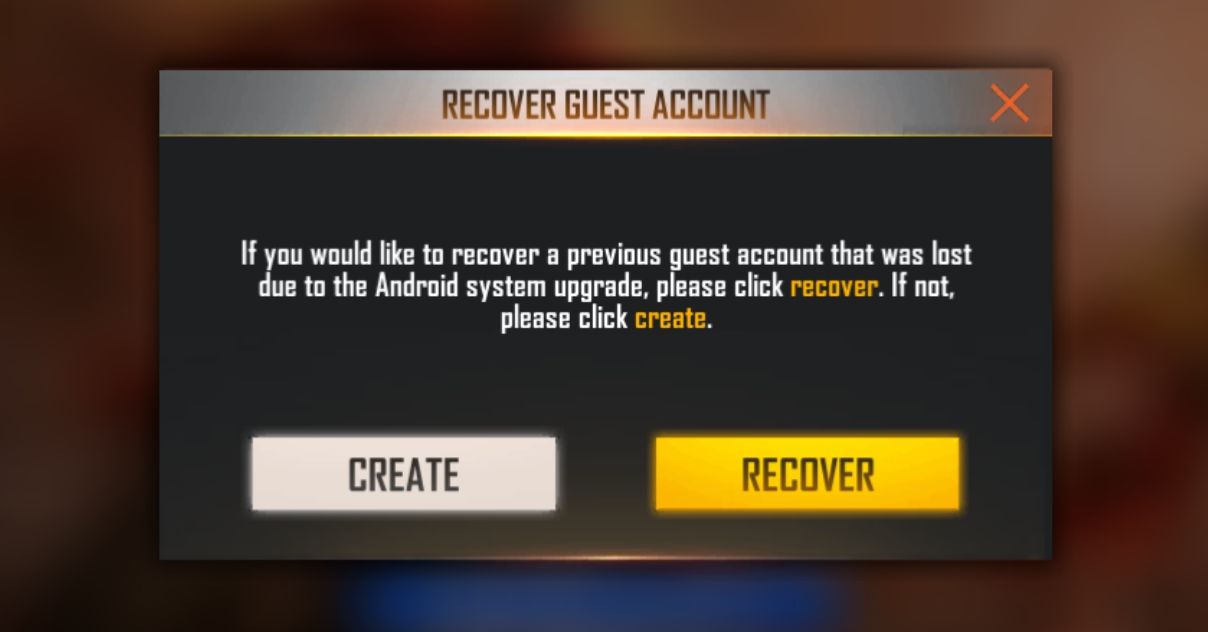 how to get back free fire guest account